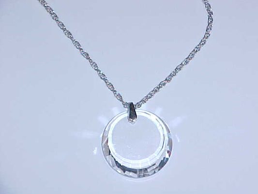 Crystal Disc Pendant On Adjustable Rope Chain Necklace - Made with Swarovski® Crystal Pendant