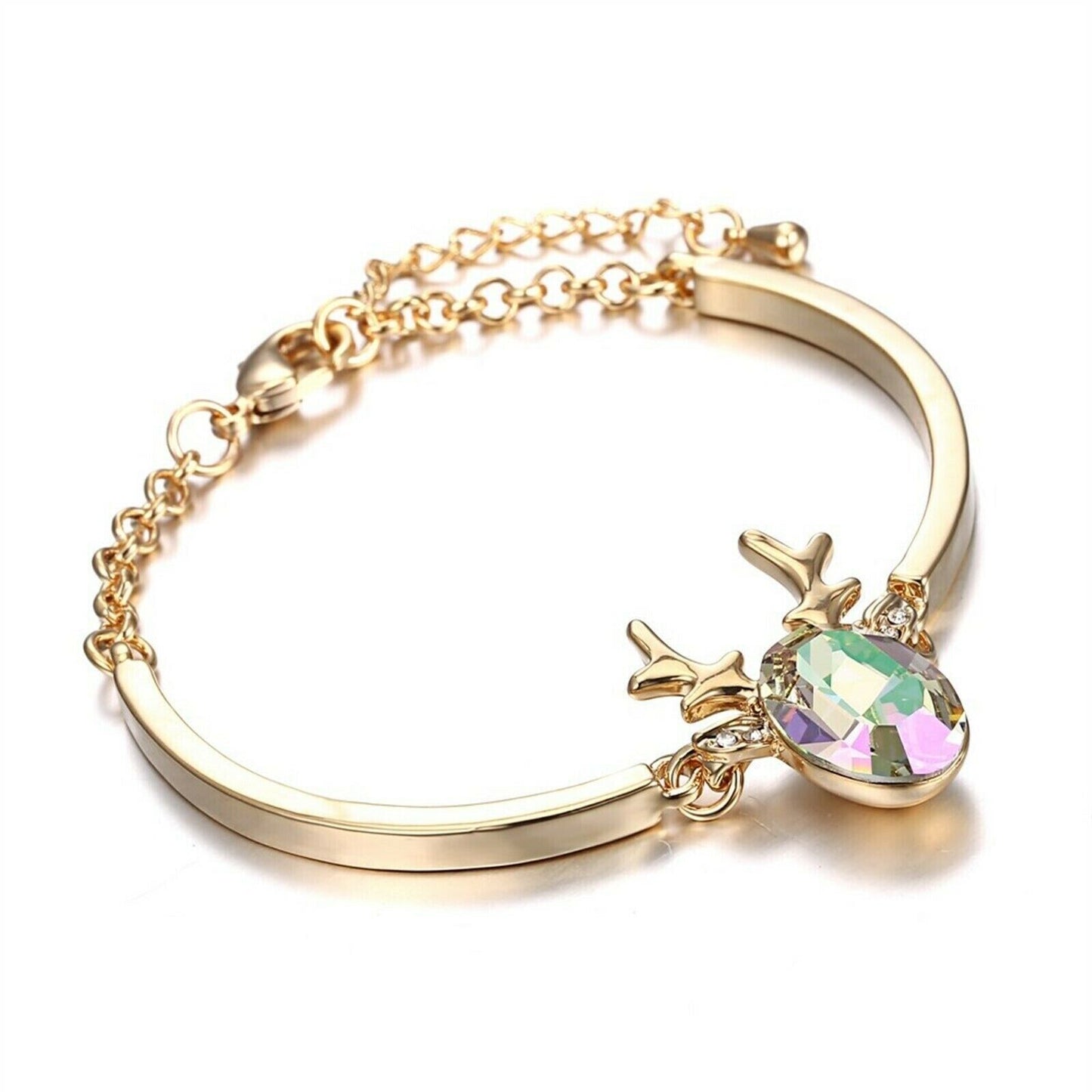 gold plated "my deer" aurora borealis swarovski crystal bracelet