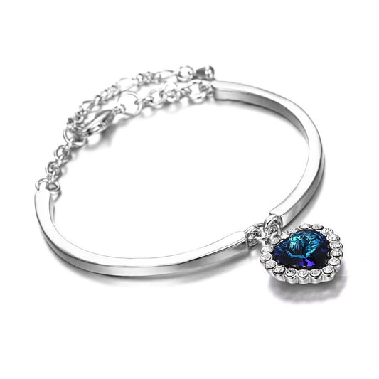 silver plated blue swarovski crystal bracelet