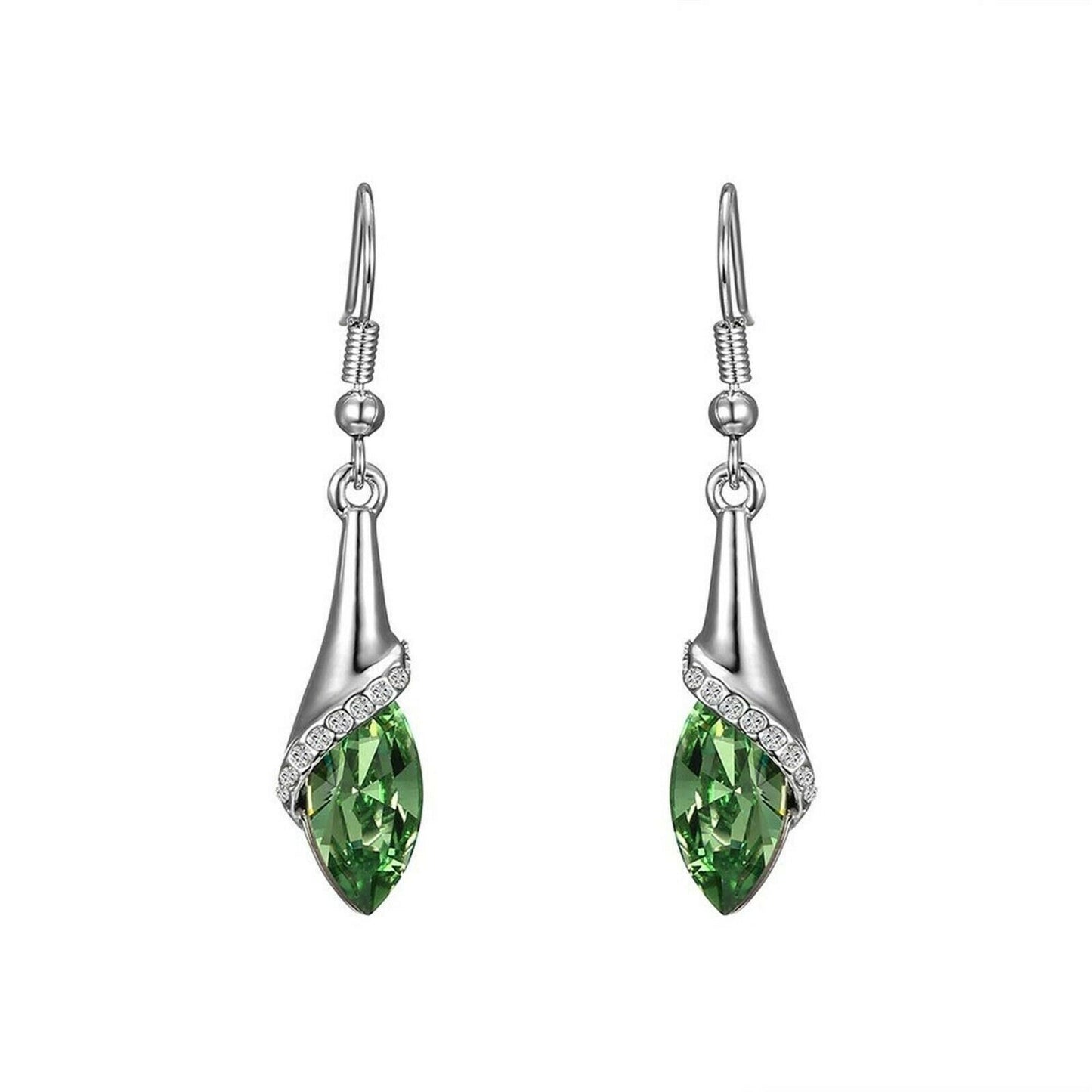 Rhinestone Trim Green Jewel Dagger Drop Earrings - Made with Swarovski® Crystals